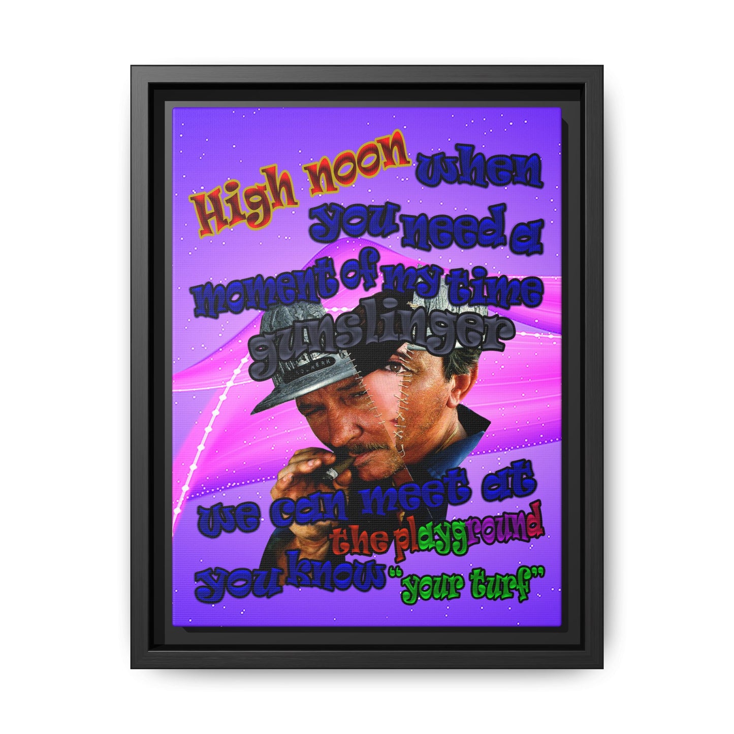 high noon - framed canvas art (purple-pink wave)