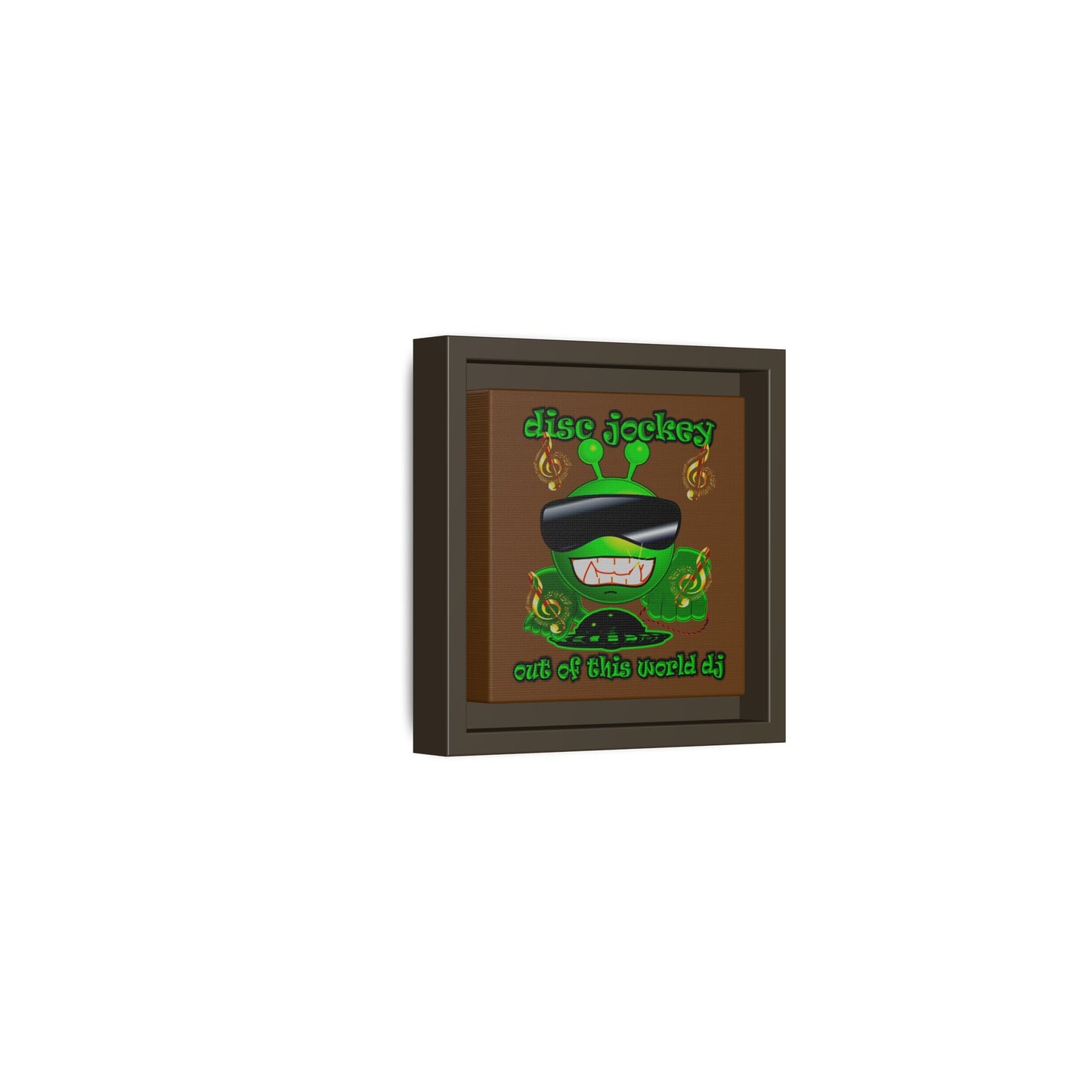 disc jockey - framed canvas art (brown)