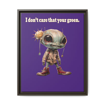 I don't care that your green - framed canvas art (purple)