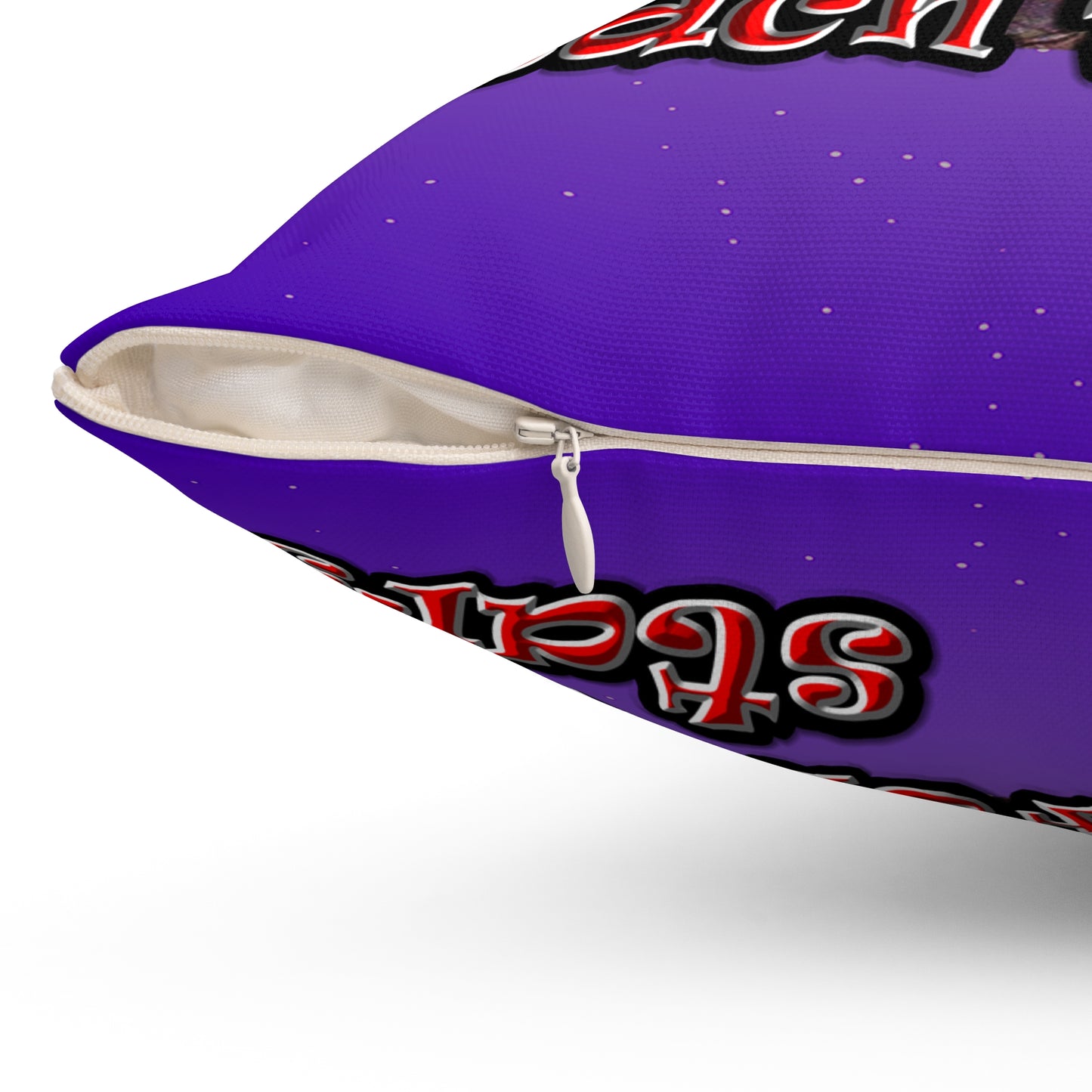 defy conquer reach - Spun Polyester Square Pillow - (purple-pink wave)