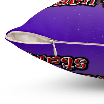 defy conquer reach - Spun Polyester Square Pillow - (purple-pink wave)
