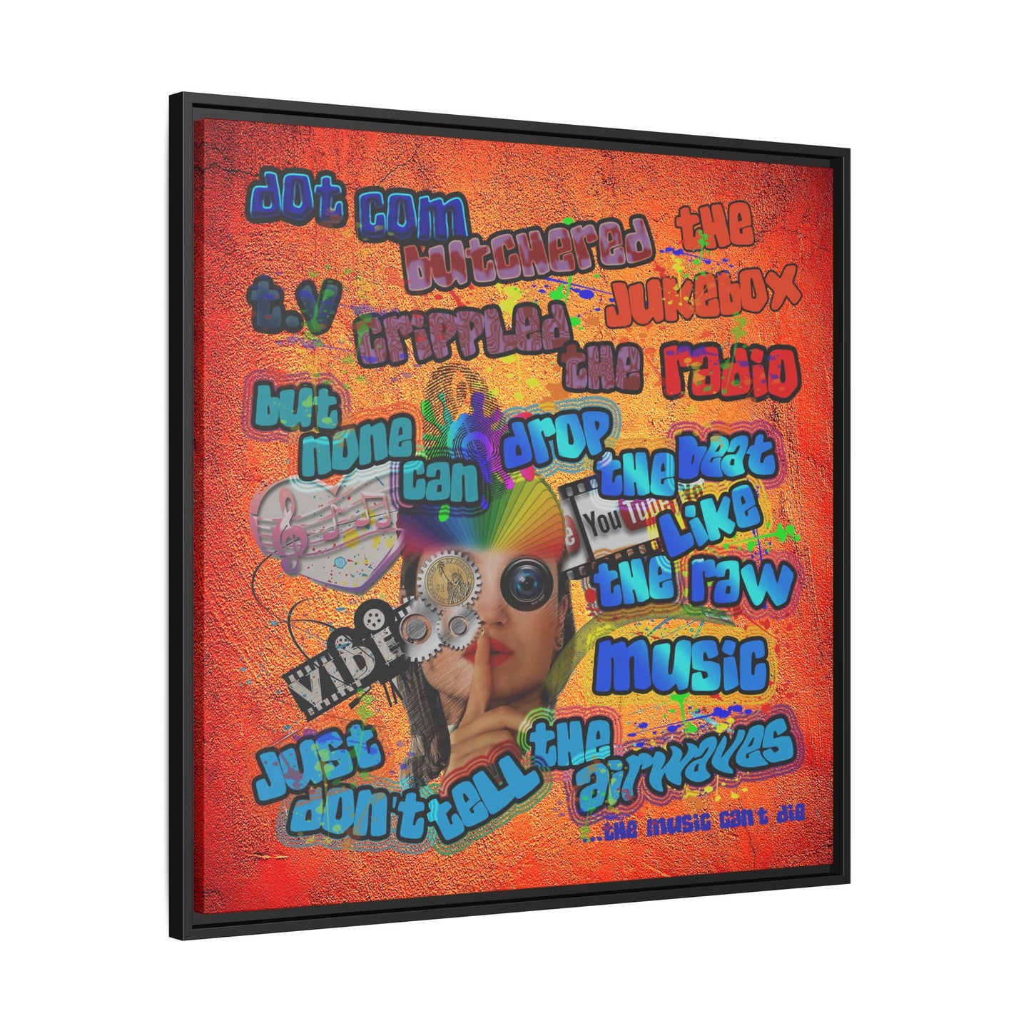 drop the beat - framed canvas art (burnt orange)