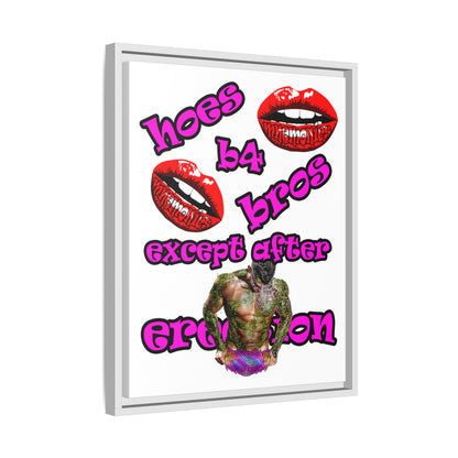 hoes b4 bros - framed canvas art (white)
