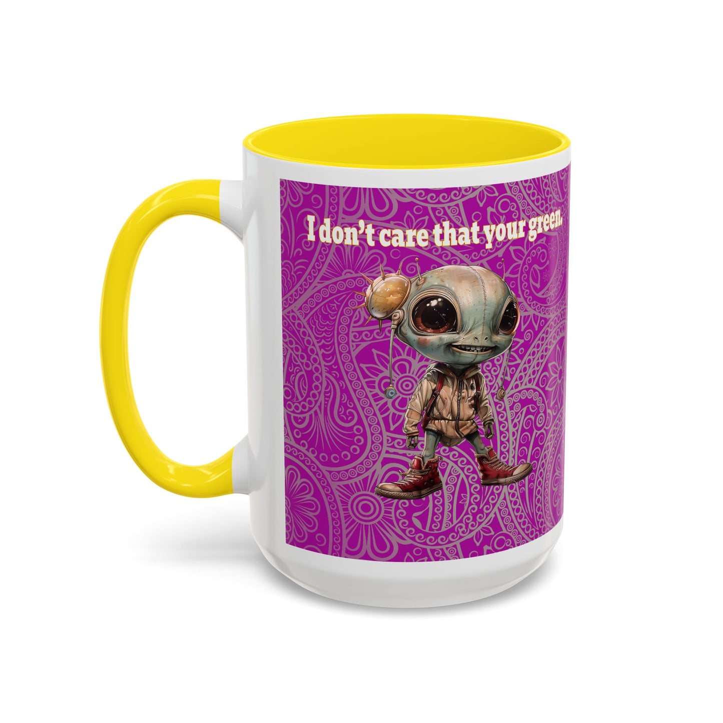 I don't care that your grey - Accent Mug (pink swirl)