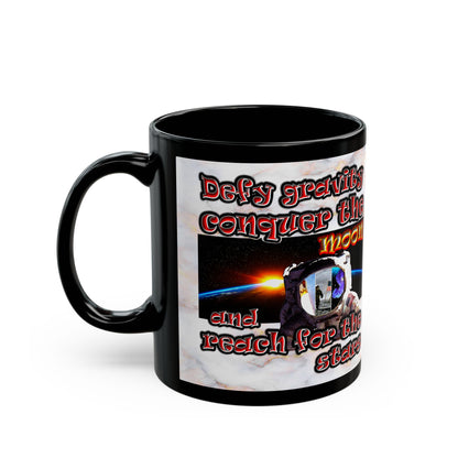 defy conquer reach - Black Mug (white marble)