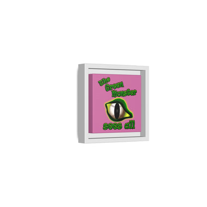 green monster - framed canvas art (light pink)