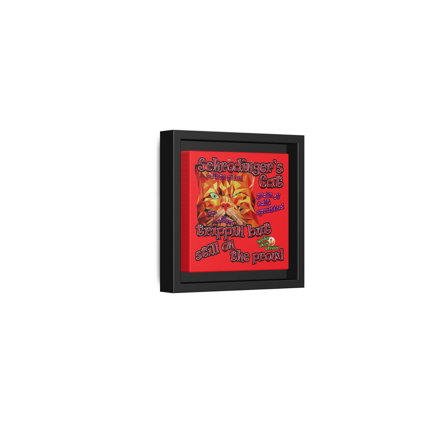 schrodinger's cat - framed canvas art (red)