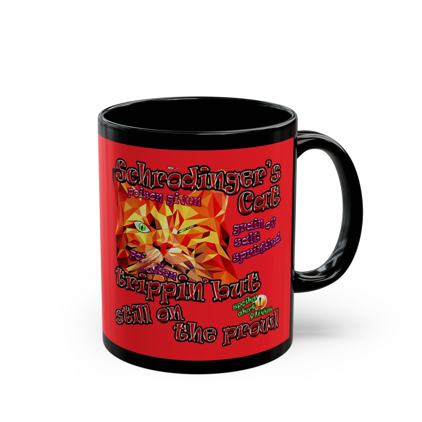 schrodinger's cat - Black Mug (red)