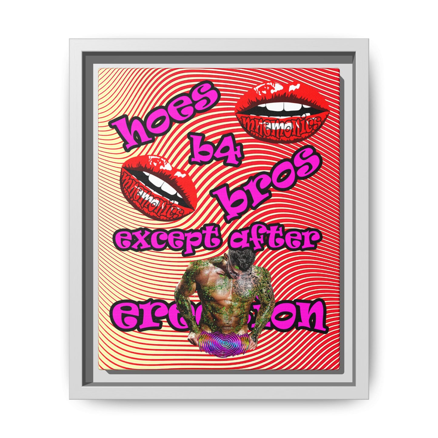 hoes b4 bros - framed canvas art (yellow-orange wave)