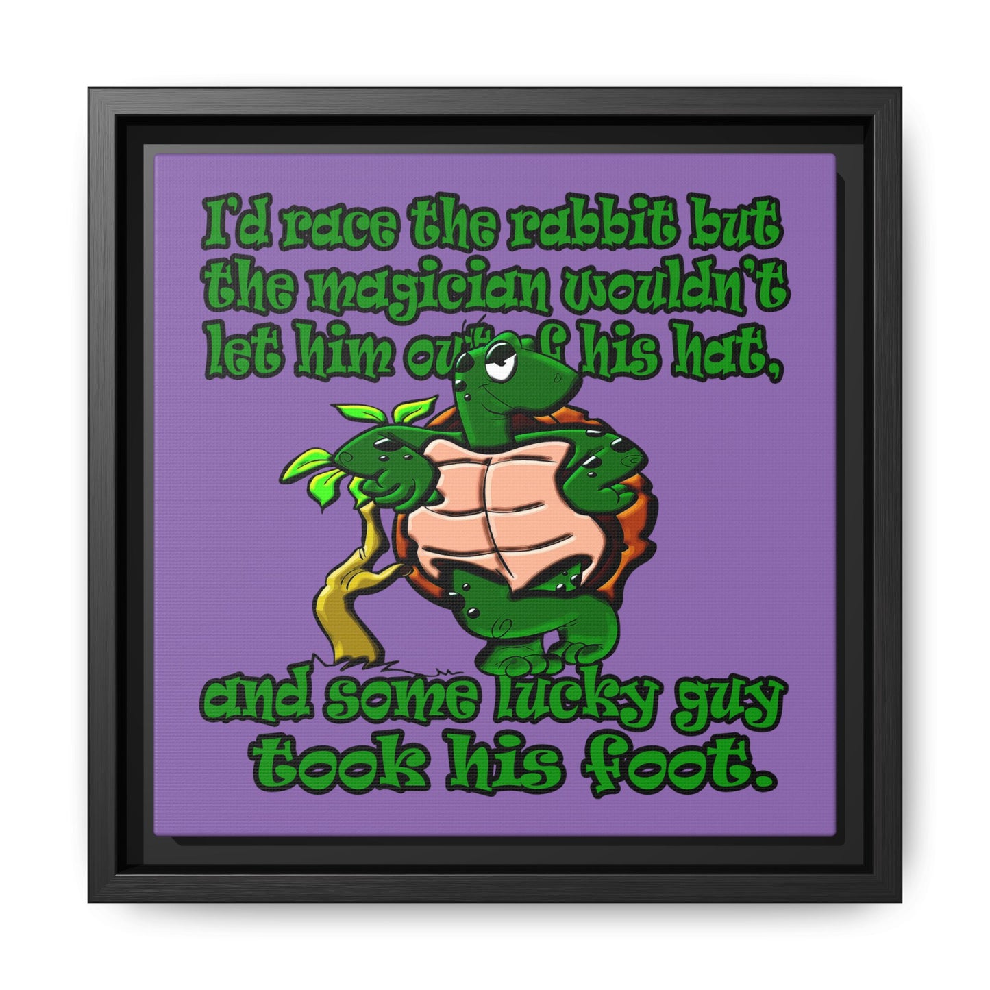 turtle race - framed canvas art (light purple)