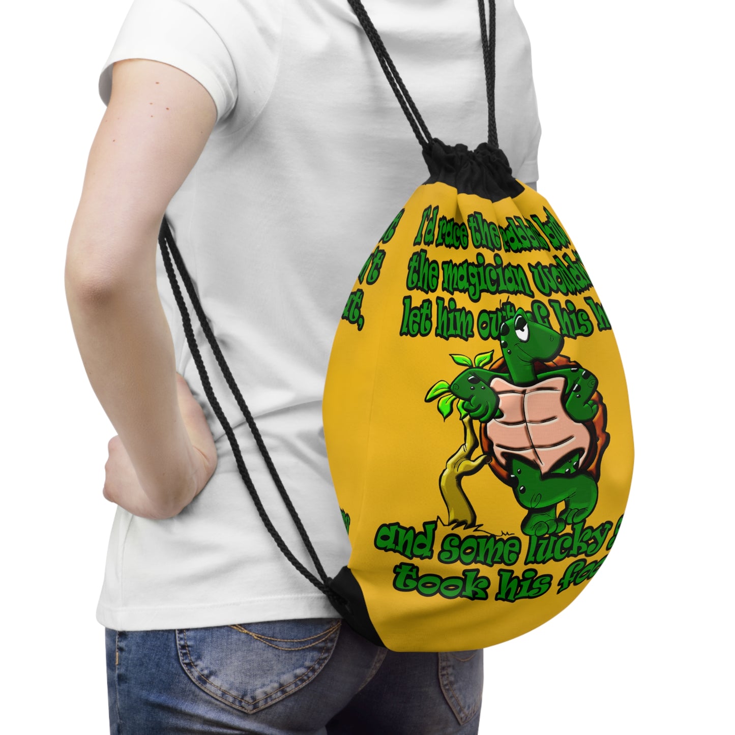 turtle race - Drawstring Bag (yellow)