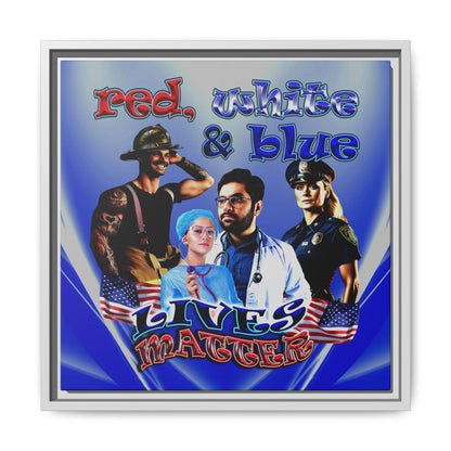 rw&b lives matter - framed canvas art (blue-white wave)