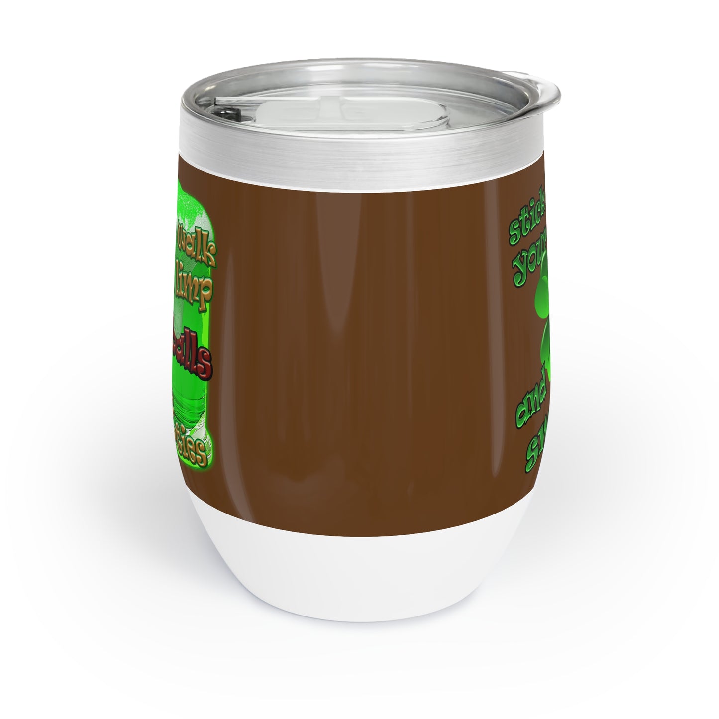 celtics logo - Chill Wine Tumbler (brown)