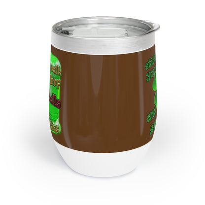 celtics logo - Chill Wine Tumbler (brown)