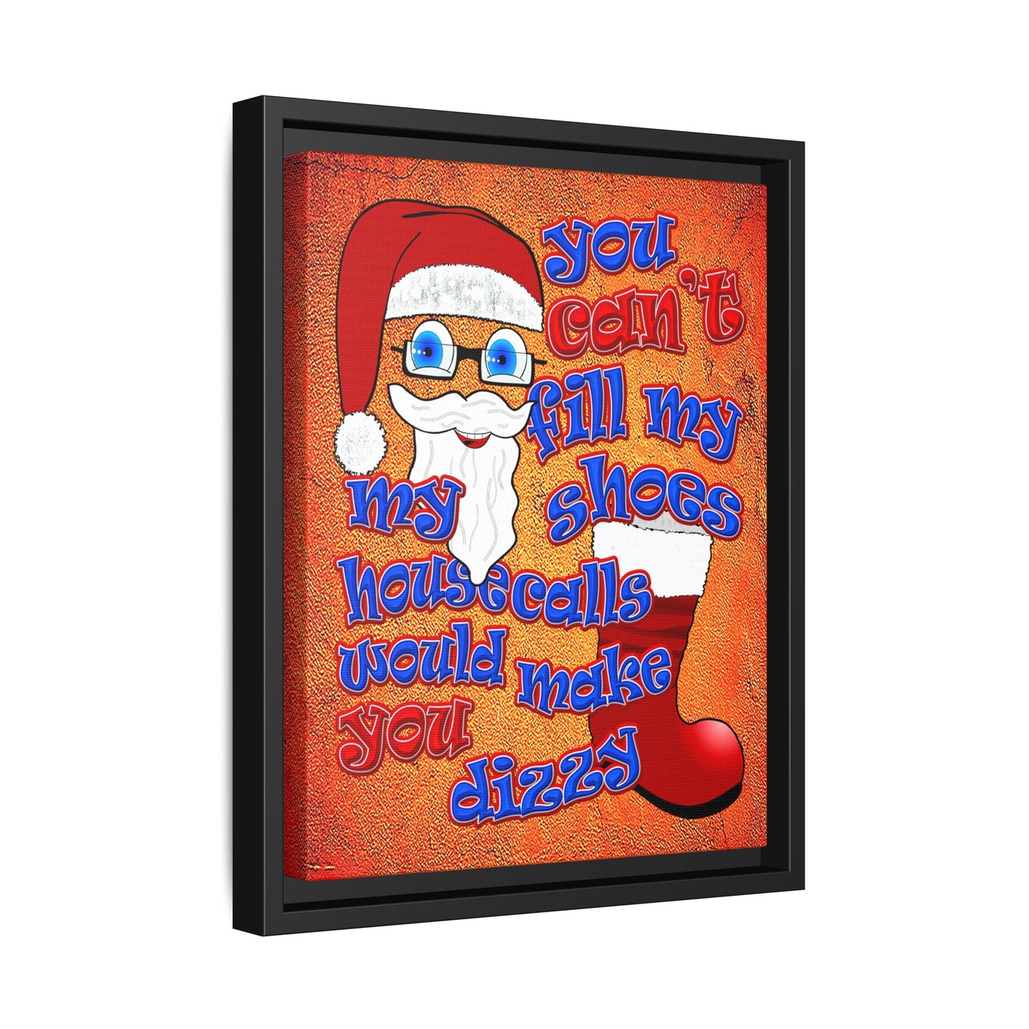 santa's shoes - framed canvas art (burnt orange)