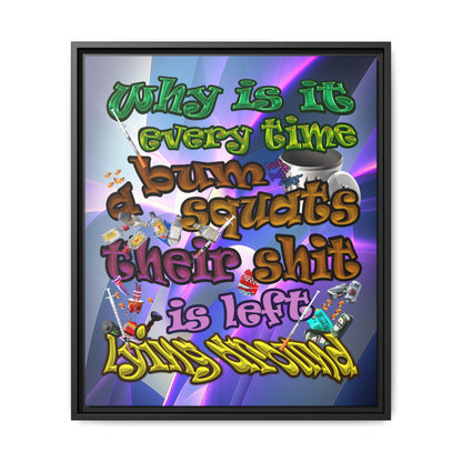 the bum's shit - framed canvas art (grey-pink wave)