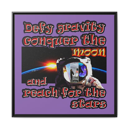defy conquer reach - framed canvas art (light purple)