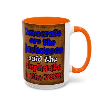 donkeys and elephants - Accent Mug (brown papyrus)
