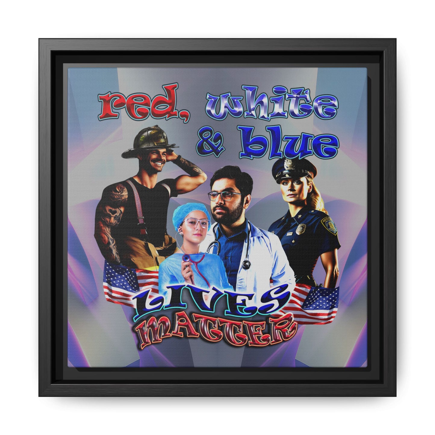 rw&b lives matter - framed canvas art (grey-pink wave)