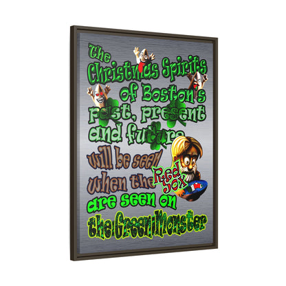 christmas spirits of boston - framed canvas art (brushed nickel)