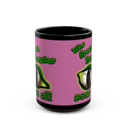 green monster - Black Mug (light pink)