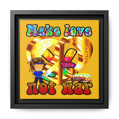 love peace - framed canvas art (yellow)