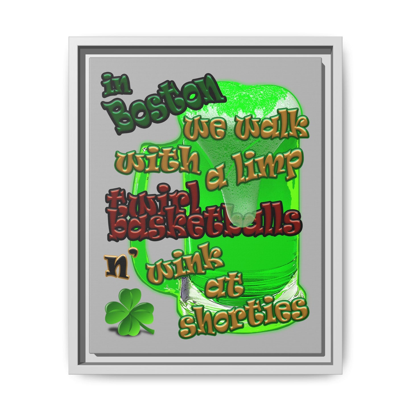 celtics logo - framed canvas art (light grey)