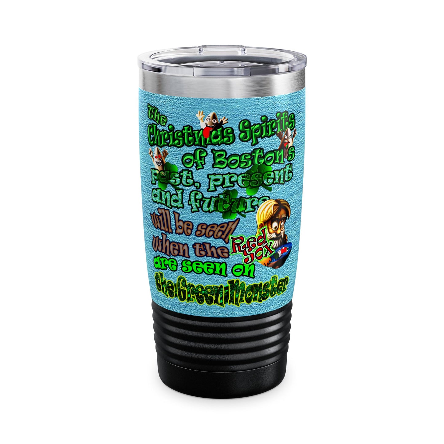 christmas spirits of boston - Ringneck Tumbler, 20oz (faded blue)