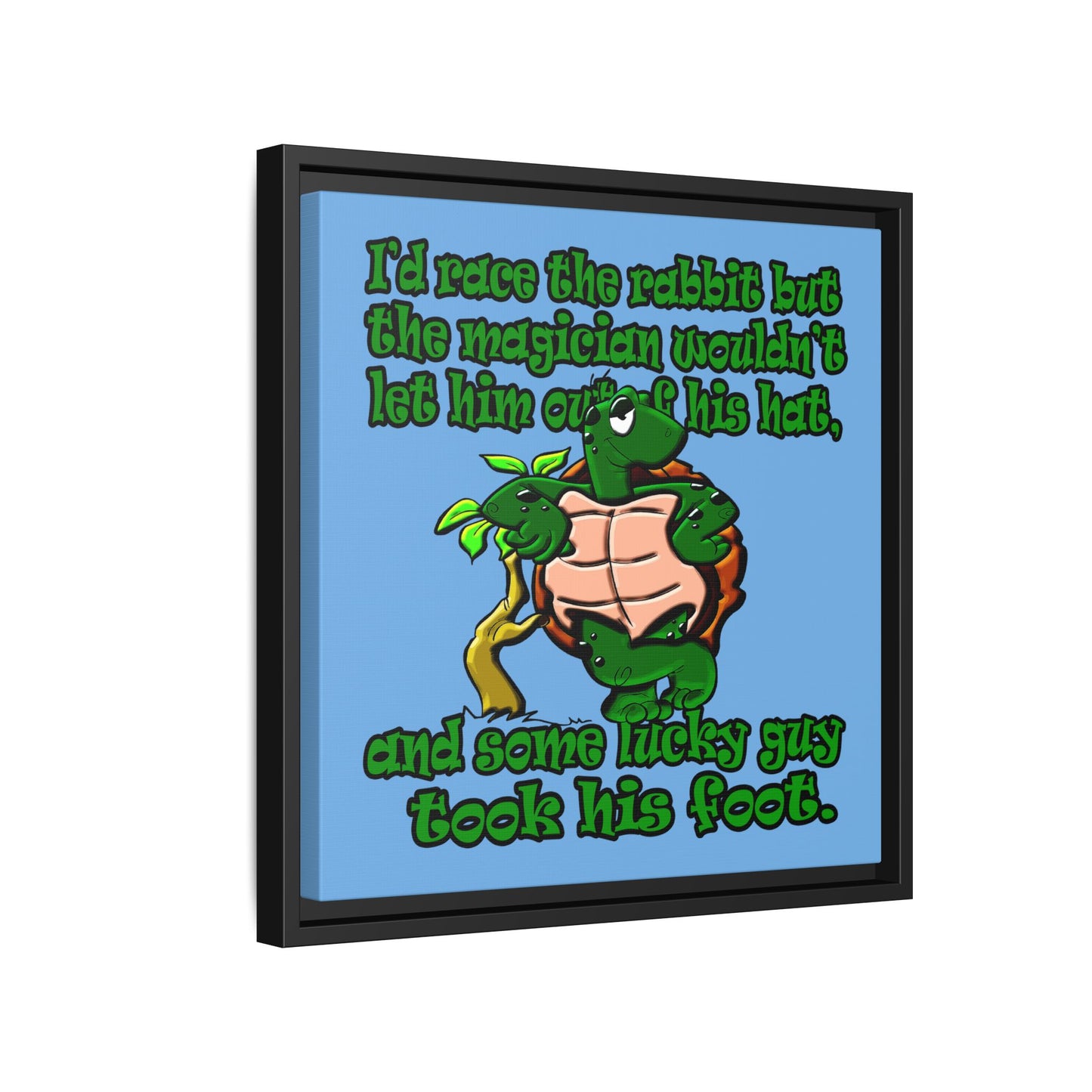 turtle race - framed canvas art (light blue)