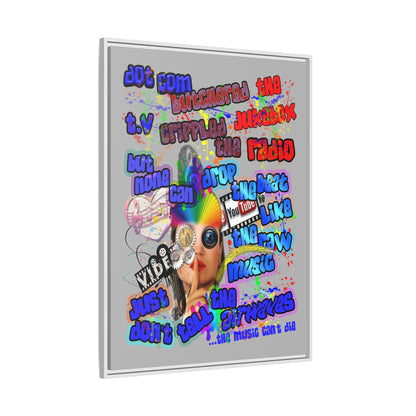 drop the beat - framed canvas art (light grey)