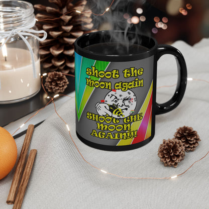 shoot the moon again - Black Mug (rainbow split)