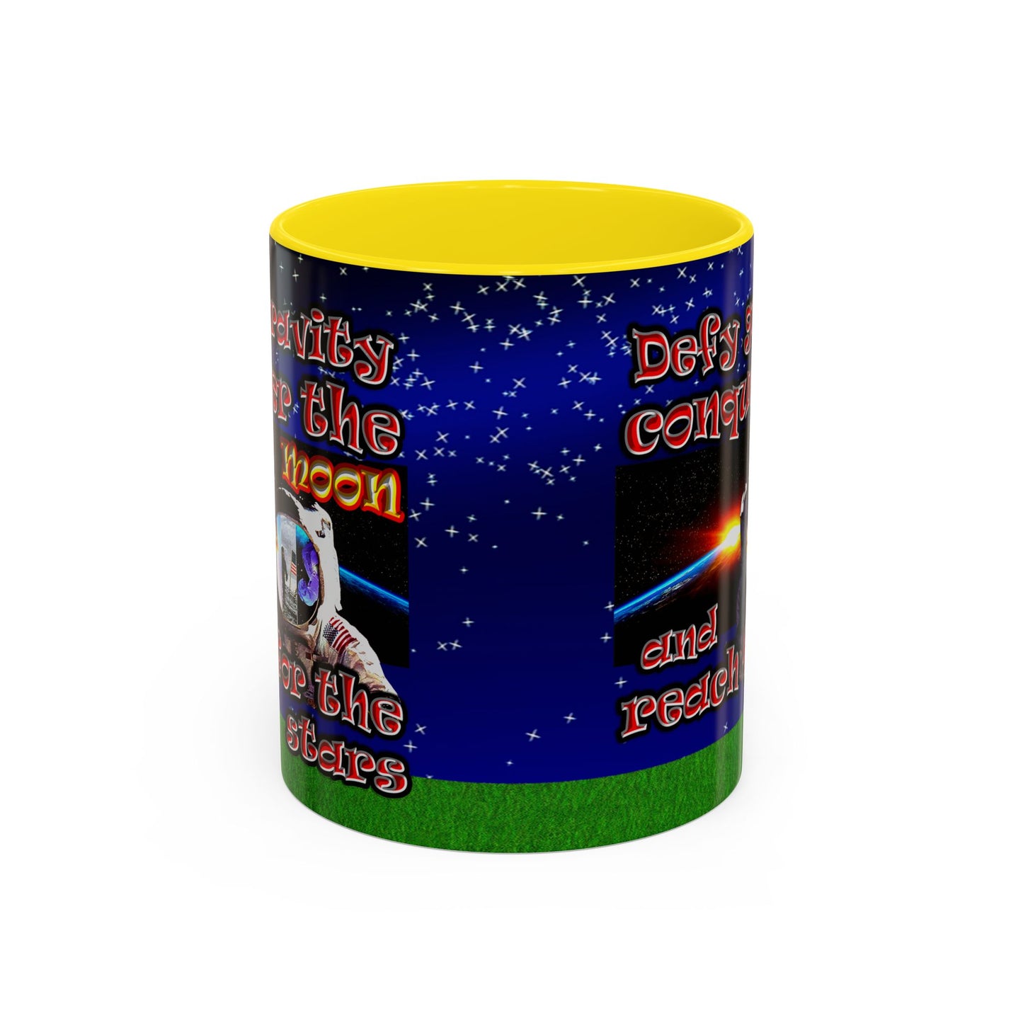 defy conquer reach - Accent Mug ('snoops' background)
