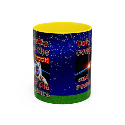 defy conquer reach - Accent Mug ('snoops' background)