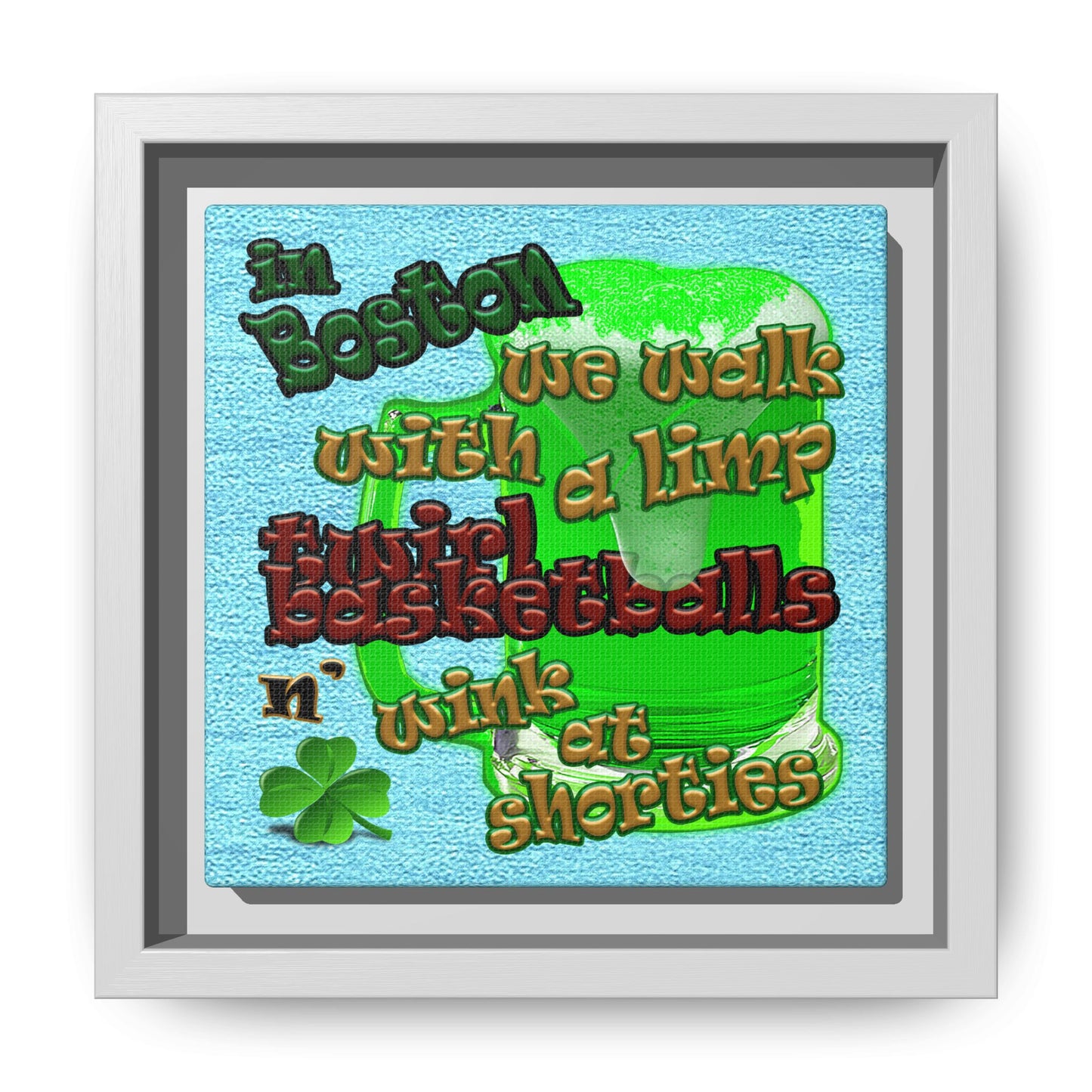 celtics logo - framed canvas art (faded blue)