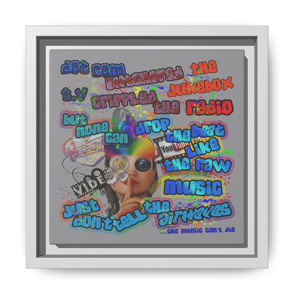 drop the beat - framed canvas art (grey)