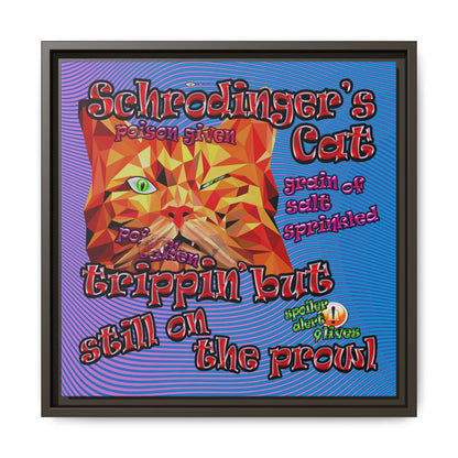 schrodinger's cat - framed canvas art (light blue-purple wave)