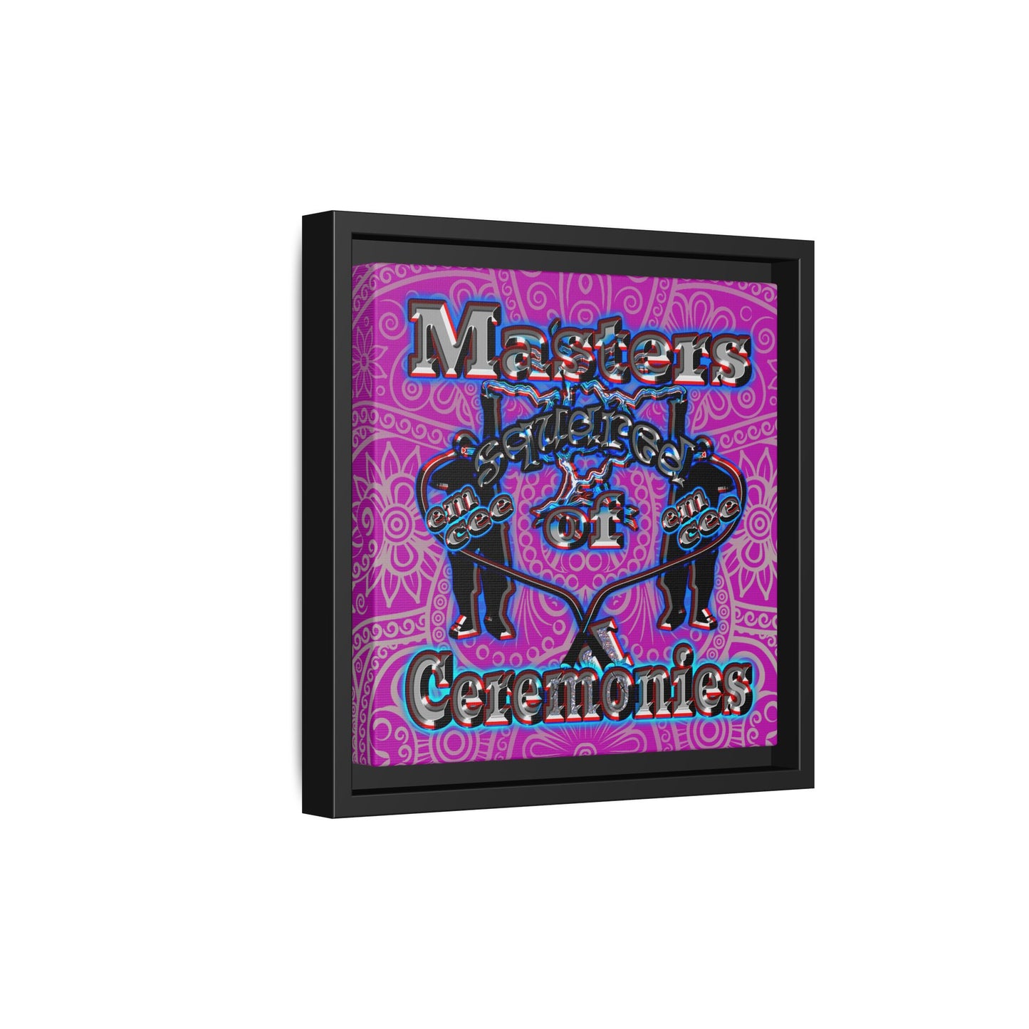 em cee squared - framed canvas art (pink swirl)