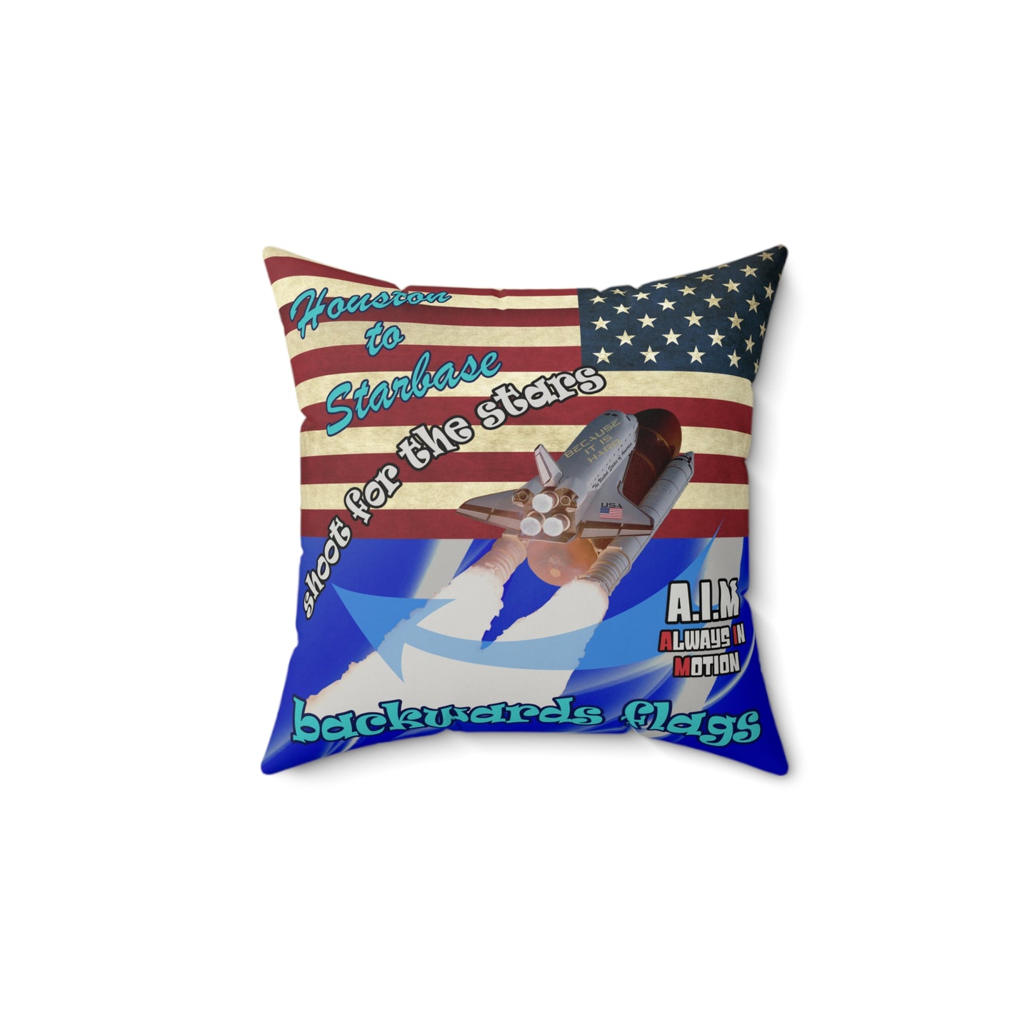 shoot for the stars - Faux Suede Square Pillow - (blue-white wave)
