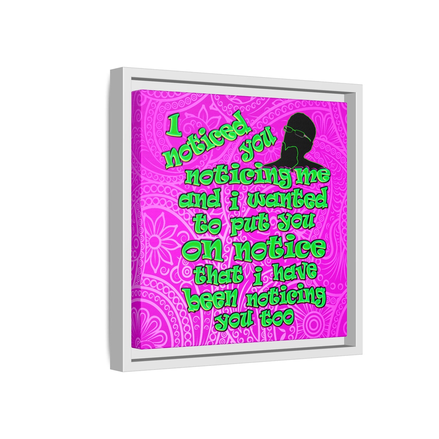 noticed you noticing - framed canvas art (pink swirl)
