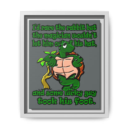 turtle race - framed canvas art (dark grey)