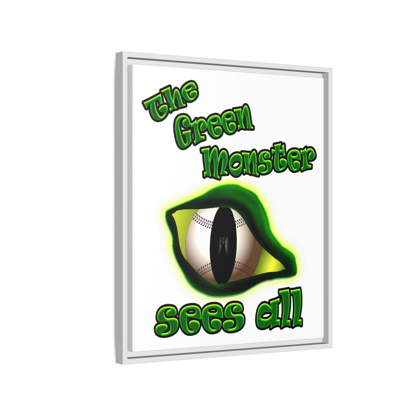 green monster - framed canvas art (white)