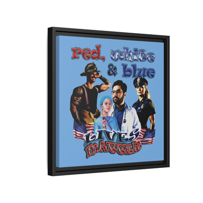 rw&b lives matter - framed canvas art (light blue)