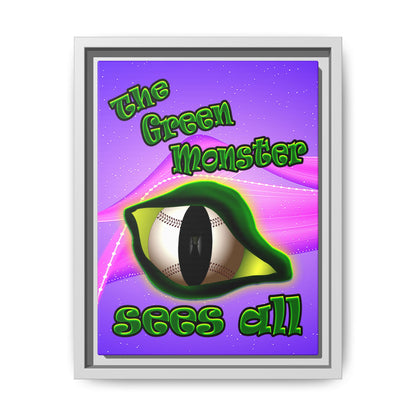green monster - framed canvas art (purple-pink wave)