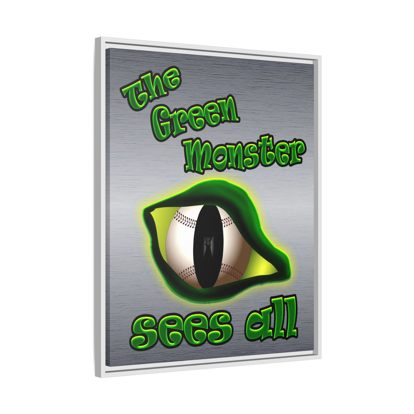 green monster - framed canvas art (brushed nickel)