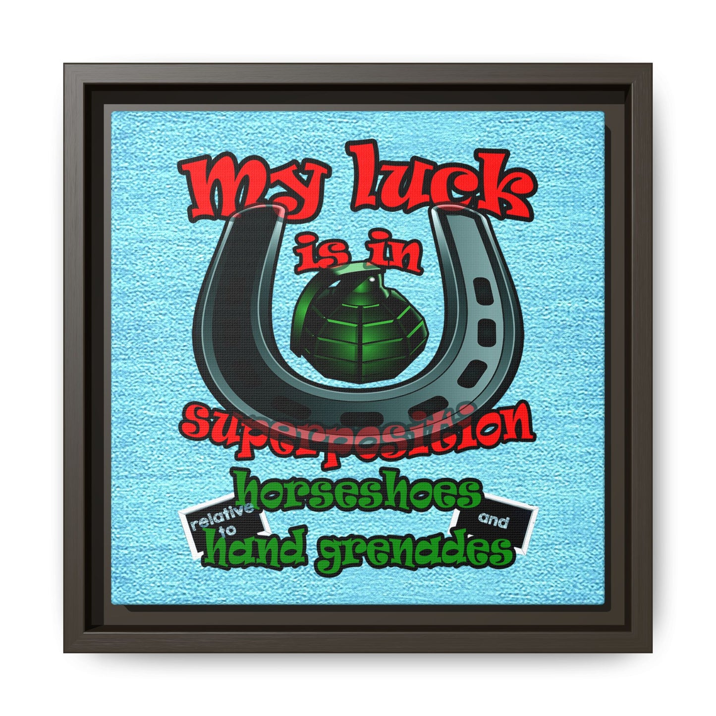 my luck - framed canvas art (faded blue)