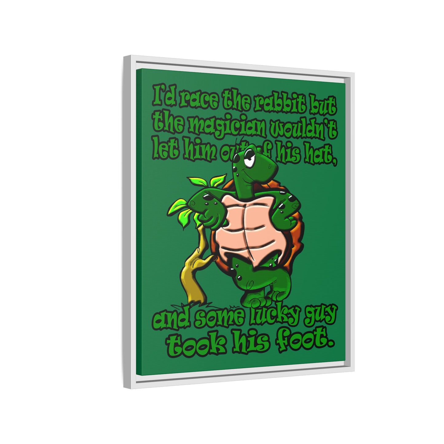 turtle race - framed canvas art (dark green)