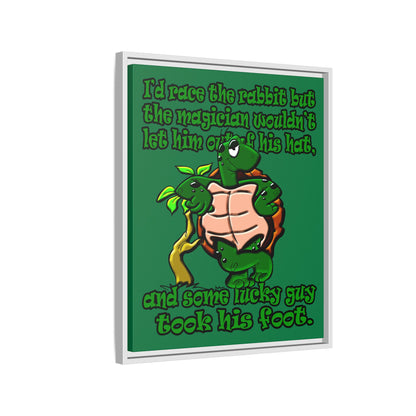 turtle race - framed canvas art (dark green)