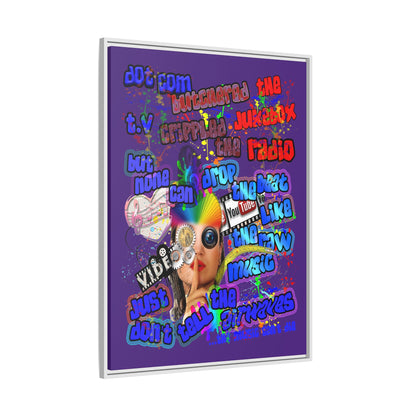 drop the beat - framed canvas art (purple)
