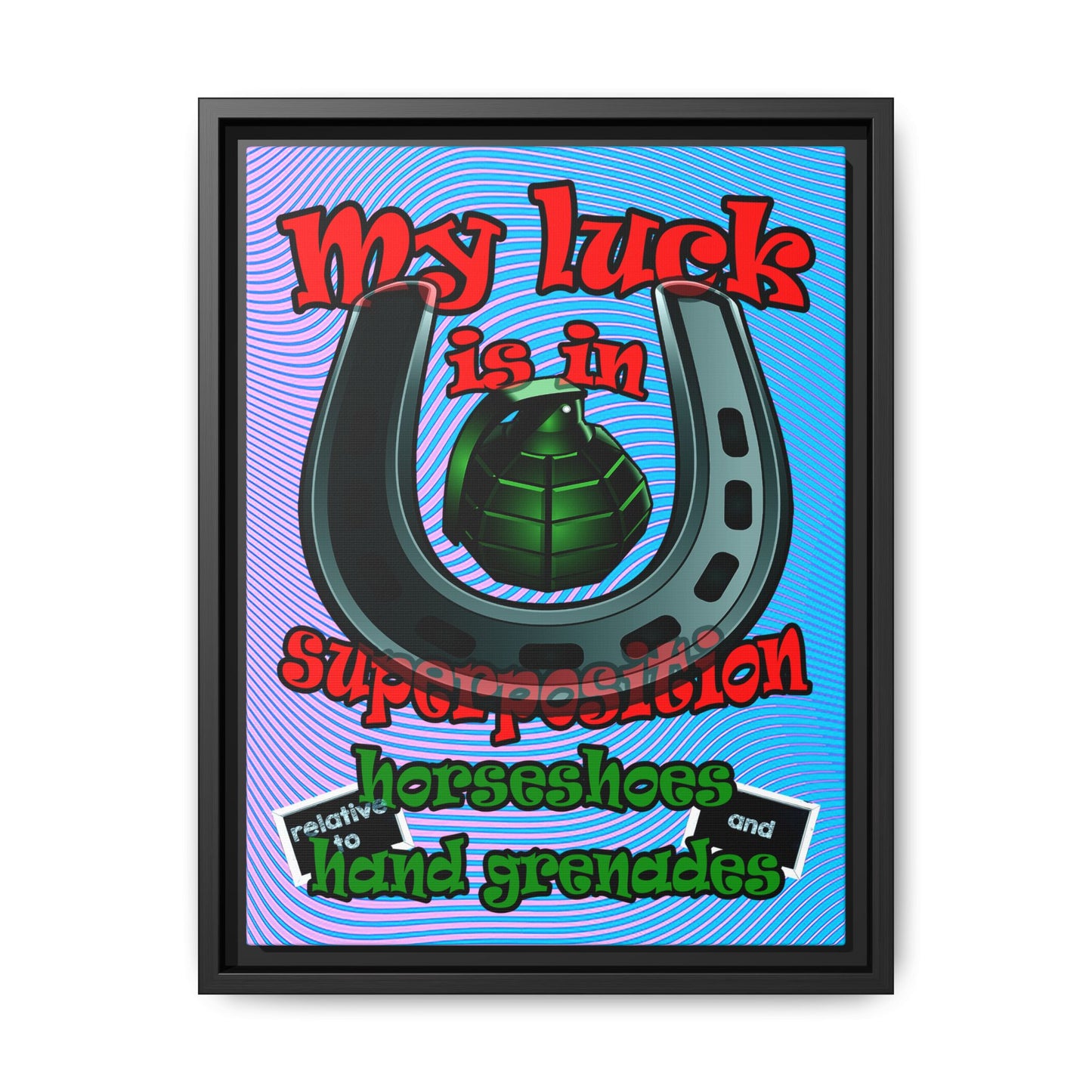 my luck - framed canvas art (light blue-purple wave)
