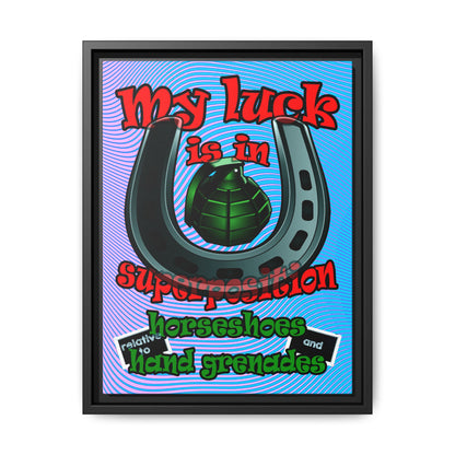 my luck - framed canvas art (light blue-purple wave)